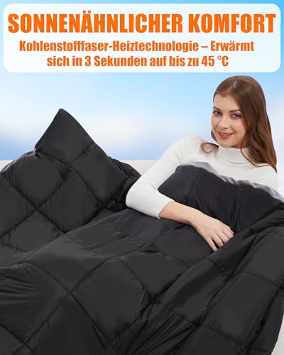 CYCYHEAT 20000mAh Heizdecke mit Akku Kabellose – Tragbare Wärmedecke mit Verbesserter 7,4V Batterie und Heizelement für Zuhause und Büro