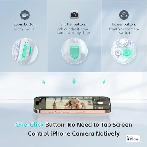 Image of COMITOK MOGO Gimbal Stabilizer for iPhone, 360 Degree Smart Tracking for Video Recording and Filming, NFC Fast Pair and Magnetic Design for iPhone Smartphones