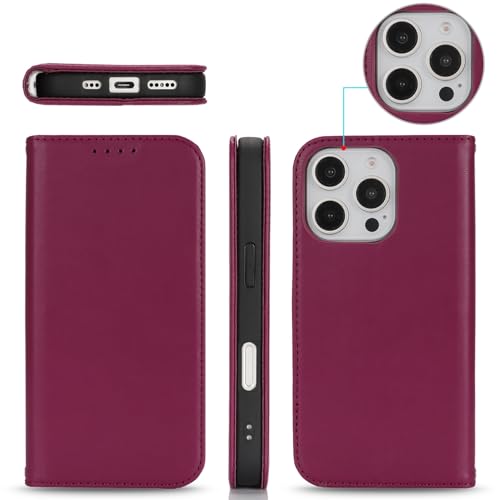 Jaorty for iPhone 16 Pro 5G Phone Case Wallet with Strap,6.3",Dark Red - image 7