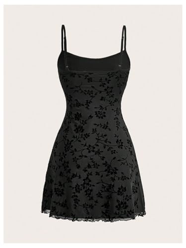 Image of Milumia Women's Summer Mini Dress 90s Boho A Line Mesh Short Dresses | Spaghetti Strap,Sleeveless,Vintage,Paisley Print,Festival Outfits,Cowgirl,Y2k,Goth,