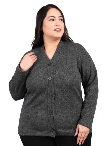Image of HIFZAA Plus Size Sweater for Womens Woolen Full Sleeve Cardigan 3XL 4XL 5XL 6XL
