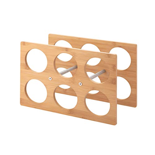 axentia 132893 Botellero, bambú/Acero Inoxidable, Madera/Plateado, Aprox. 35 x 24 x 17,5 cm