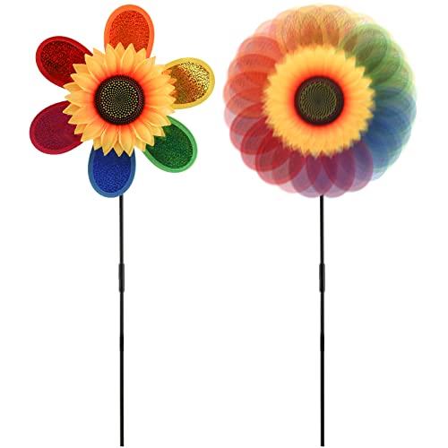 Zoofox 9 Pack Pinwheels, Sunflower Lawn Pinwheel, Colorful Wind Spinners For Garden,Yard, Patio, Farm And Party Outdoor Decor #TOP2