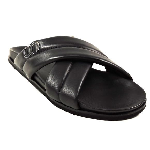 Casadei CESARE Italian Men's Black Soft Leather Flat Summer Sandals