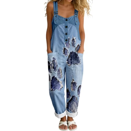 Combinaison-pantalon à imprimé floral et jambes larges pour femme avec bretelles réglables