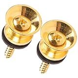 Ciieeo 2Pcs Gold Metal Guitar Strap Button Locks with Anti-Skid Bass Strap Nails for Acoustic and Electric