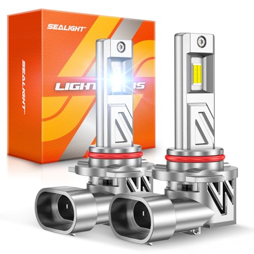 Image of SEALIGHT HB3 /9005 LED Bulb, 900% Super Bright 9005 Fog Bulbs, 6500K Cool White with Fan, Real 1:1 Stock Size, 3Mins Easy Plug-N-Play, IP68 Waterproof, 2 Pack