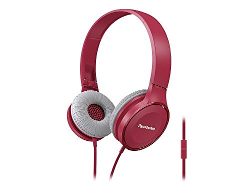 PANASONIC Fones de ouvido leves com microfone, controlador de chamadas e cabo de áudio de 1,2 m compatível com iPhone, Blackberry, Android - RP-HF100M-P - Fones de ouvido supra-aur...