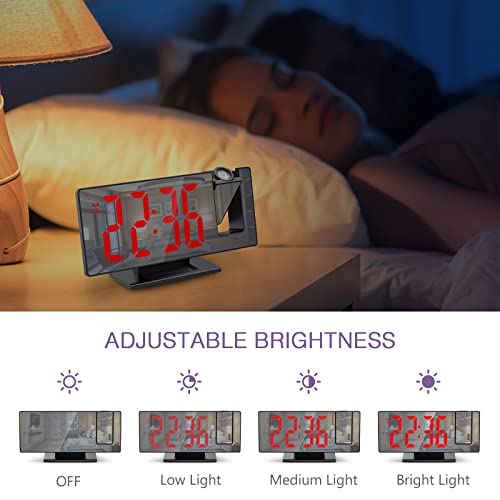 Oria Projection Alarm Clock, 7.8" Led Alarm Clock With Projection, Mirror Led Digital Alarm Clock With Usb Charging Port, Adjustable Brightness, Snooze, For Home, Bedroom, Office #TOP3