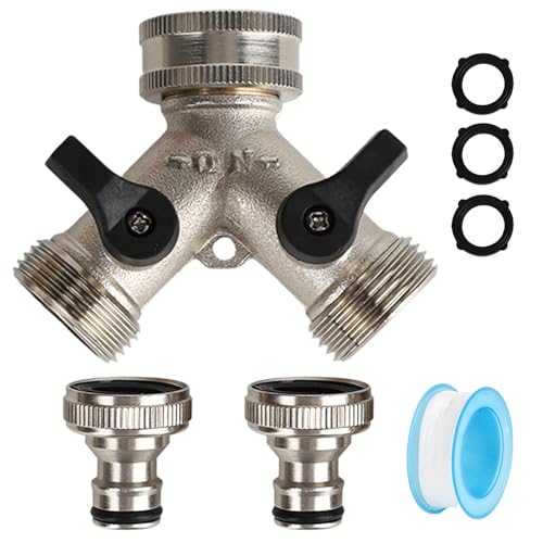 MIUUIPI 2-Wege Messing Gartenschlauch Verteiler