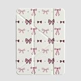 Detachable Trifold Stand Folio Case with Kickstand Pencil Holder for Apple Pink Bow Bowknot Pretty Cute Lovely Adorable Fancy Kids Girls Teens (for iPad 7th Generation 2019 10.2 Inch)