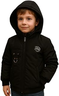 CAPICHINO Boys Cold Weather Jacket with Hood | Kids Fleece Lined Winter Coat | Durable Zipper Outerwear (Multicolor,Multis... Price In India