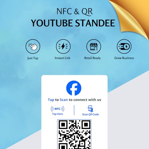 Image of Facebook Standee with NFC & QR Code | Acrylic Standee for Page Visits, Reviews & Follows | Configure via Dashboard After Delivery | Social Media Desk Display
