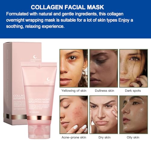 Collagen Night Wrapping Mask,Collagen Overnight Wrapping Peel Off Facial Mask Pack,75g Collagene Night Mask,Skin Care Collagen Night Wrapping Mask,Biodance Mask Collagen,Masque Collagene Visage – Image 6