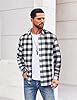 COOFANDY Mens Plaid Shirts Long Sleeve Cotton Smart Checked Flannel Shirt Button Down Lumberjack Shirts Black White 3XL #1