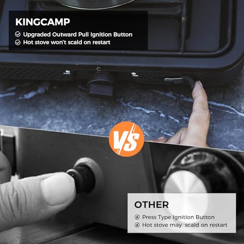 KingCamp 2 Burner Camping Stove,Portable Folding Stove with 20000 BTU,Backpacking Camp Stove for Outdoor Cooking,2 Adjustable Burners & Piezo Ignition for BBQ Hiking Backpacking Camping - Image 5