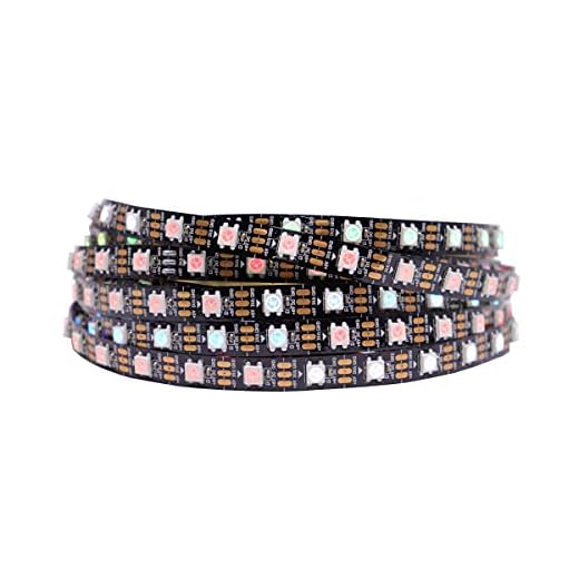 LOAMLIN LED Streifen WS2812B 5M 60 LEDs/m, RGB-IC Magische Farbe Programmierbar Led 300Pixels, Flexibler Individuell Adressierbar 5050 SMD Led Strip, Schwarze Platine, IP30 nicht wasserdicht