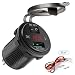 Produktbild QC 3.0 Auto USB Steckdose, 12V/24V KFZ Ladegerät mit Schalter LED Voltmeter, wasserdichte und Staubdicht, für Motorrad Boot SUV Wohnwagen LKW