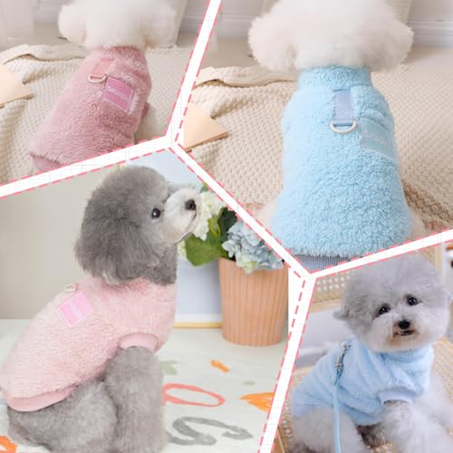 JSTHHTT 2 Stück Hundepullover für kleine Hunde mit D-Ring, Hundepullover Kleine Hunde, Perfekte Hundejacke Chihuahua, Winterjacken Hunde, für Kleine Mittelgroße Hunde und Katzen