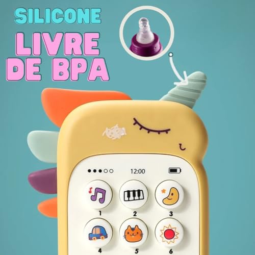 Brinquedo De Bebê 2 Em 1 Celular Mordedor Com Música em Português Luz e Som nas Teclas (ROXO)