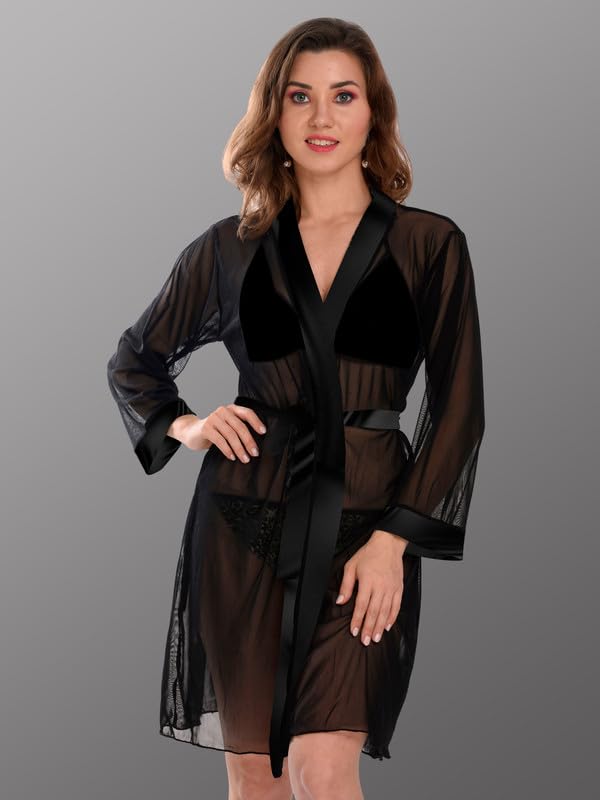 Image of Women Satin Lace Solid Print Babydoll Lingerie Honeymoon Nighty.