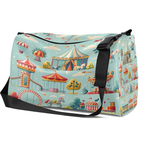 Weekend Bag Amusement Park Cute Lightweight Carry On Duffel Bag Waterproof Gym Bag Pu Leather Duffle Bag for Workout Travel Sport3