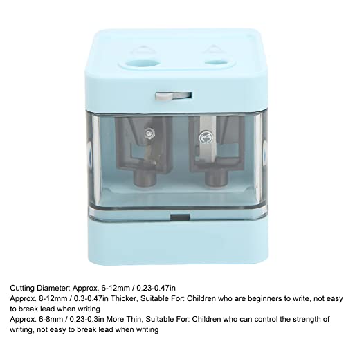 Apontador de furo duplo, apontador rápido Apontador elétrico de furo duplo para lápis de 6-12 mm