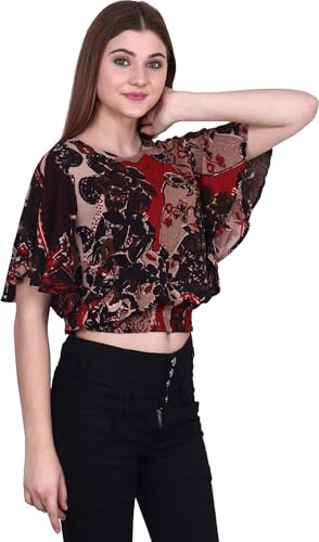 Image of POPWINGS Women's Crepe Top | Full Sleeve and Dot Printed Casual Top for Women