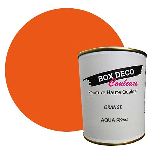 BOX DECO COULEURS Peinture meuble métal à base de laque acrylique aspect satin Aqua Métal - 750 ml / 7.5m², Orange