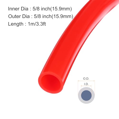 Image of 1m(3.3ft) 12.7mm(1 /2 inch) ID x 16mm(5 /8 inch) OD Silicone Tubing Red Industrial Plastic Tubing Pure Silicone Hoses for Pump Siphoning Draining Irrigation Brewing