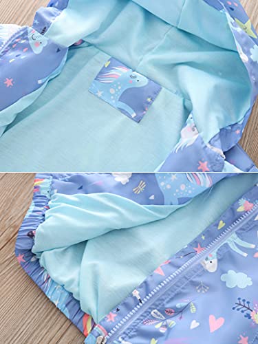 Little Hand Toddler Girls Unicorn Spring Fall Outerwear Windbreaker Blue Jackets Coat 7-8 Years #TOP3