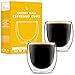 Espresso Cups Shot Glass Coffee Set of 2 - Double Wall Thermo Insulated
