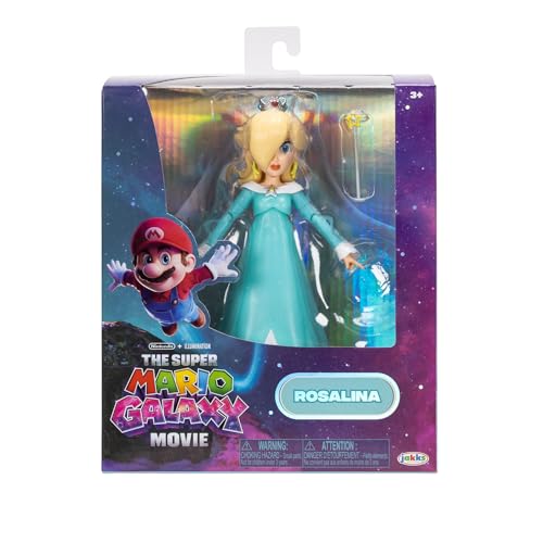 The Super Mario Galaxy Movie 5” Action Figures Series 1 – Rosalina Figure with Wand and Clear Stand Accessories - Premium Details 10 Points of Articulation