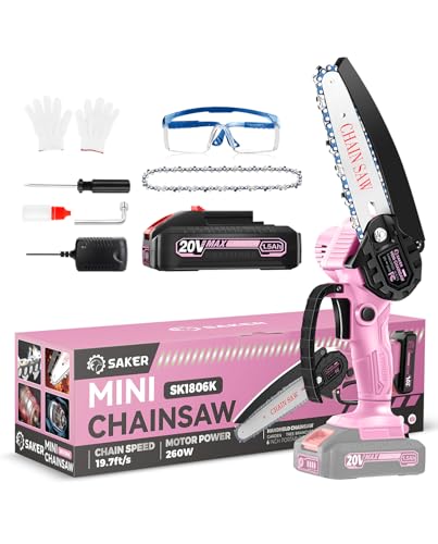 Saker Mini Chainsaw|6 Inch Chainsaws[2026 Upgraded]|Mini Cordless Electric Chain Saw|Small Handheld Portable Chain Saws Battery Powered Chain Saw for Tree Trimmer and Garden Gifts for Men