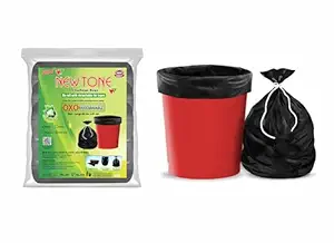 Newtone Premium OXO - Biodegradable Garbage Bags (Large) Size 24 x 32 Inches 6 Rolls (90 Bags) (Dustbin Bag/Trash Bag) (Black Colour) - (Pouch Packing)