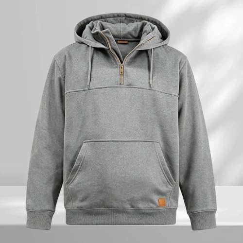 GOSEAGOTOFUN Mens Quarter Zip Pullover Cozy Fleece Hoodies Oversized Long Sleeve Hooded Sweatshirts Fashion Casual Pullover Dark Gray Small - image 2