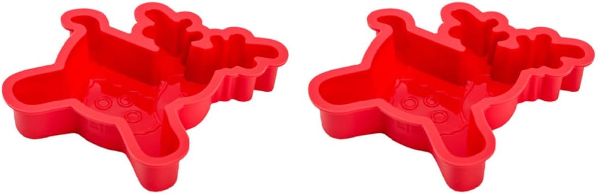 Silicone Baking Mold 2 Pcs Red Cartoon Deer for Cookies Xmas