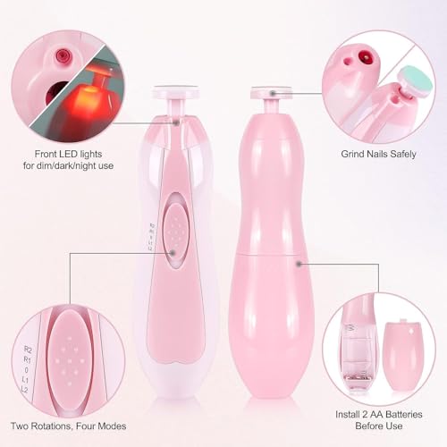 Image of Baby Nail Trimmer New Born with Lights | Electric Baby Nail Cutter 0-6 Months with Multiple Filer Heads Adjustment | New Born Products (Pack of 1, Multicolor)
