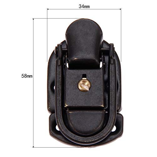 Image of 1Pc Antique Bronze Box Locks Iron Purse Key Lock Vintage Wooden Box Toggle Latch Hasps Furniture Hardware with Key Screws 58 * 34mm