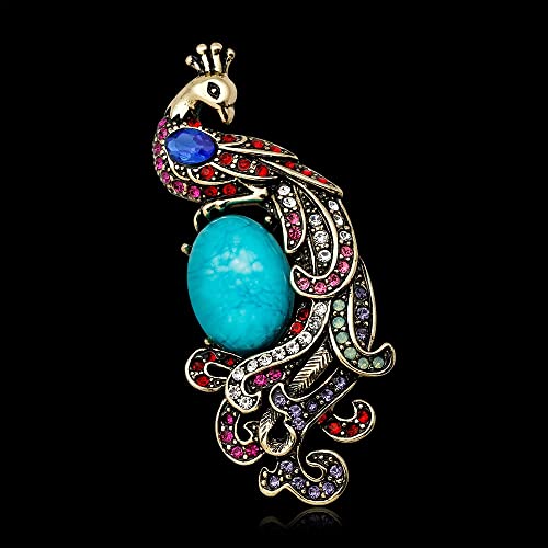 Broche paon rétro chic et grand corsage animal pour robe de dame - 4