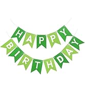PatiCool Green Birthday Banner, Greenery Theme Party Decor, Jungle Party Hanging Signs