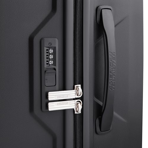 Image of American Tourister Qubiz | Check-in Trolley Bag (68 cm) | 360 8 Wheel Travel Luggage | Hard Case Polypropylene Suitcase | Recessed Combination Lock | Black /Dark Olive