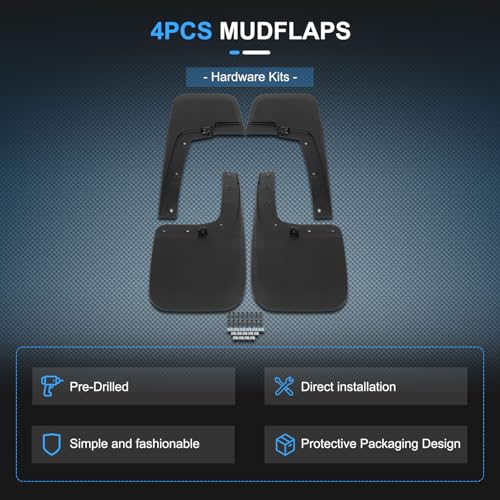 Image of ECCPP 4Pcs Mud Flaps Splash Guards 2024 for Ford Ranger 2.0L 2.3L 3.0L Front & Rear Mud Guards