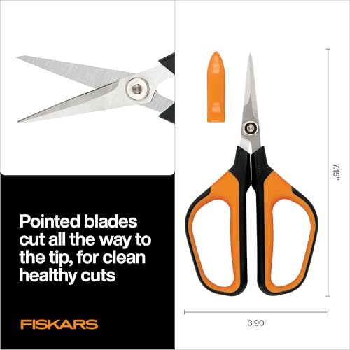 Image of Fiskars 7 inch Loop Micro-Tip Pruning Shears, Garden Snips for Intricate Cuts, Flower (Pack of 6)