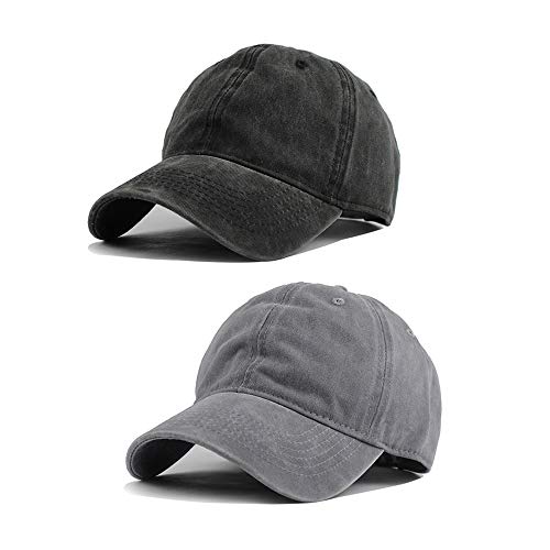 Image of HH HOFNEN Baseball Cap Washed Cotton Unstructured Vintage Hat for Men Women | Unisex Sports Ball Caps Sun Protection Adjustable Outdoor Curved-Brim Dad Hat Classic Plain Cap