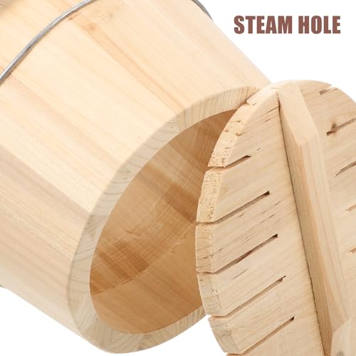 DOITOOL Wooden Steaming Bucket Natural Wood Rice Barrel with Moveable Bottom for Faster Steam Cooking No Odor Handcrafted Traditional Steamer for Canteen and Restaurant Use - Image 5