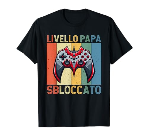 Livello Papa Sbloccato Nuovo Papà Amante dei Giochi Gaming Maglietta