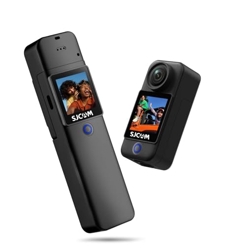 SJCAM C300 Action Cam 4K30fps, Schermo Touchscreen Duale 1,33'', Camera Sportiva, Camera da Casco 20MP, Fotocamera Subacquea 6-axis EIS, Impermeabile fino a 30m con Batteria Dual 2800+1000mAh