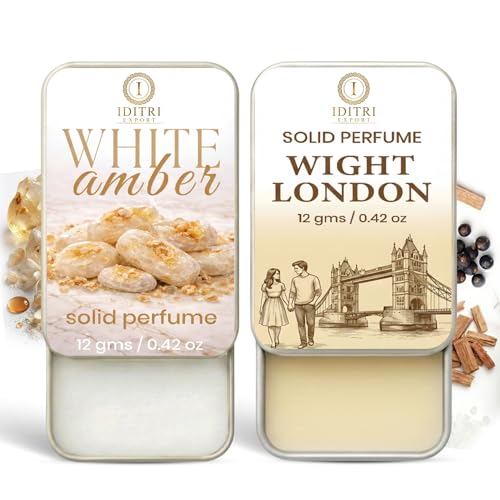 Image of Solid Perfume |wight london&White amber Alcohol Free Wax Perfume Balm, Long Lasting | Pocket Tin 12g, Pack Of 2| Non Greasy Smooth Glide, Travel Friendly Unisex Gifts He Or Her