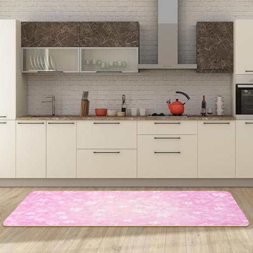 2 tapetes de cocina flores rosas alfombras antideslizantes VAPOKF 3